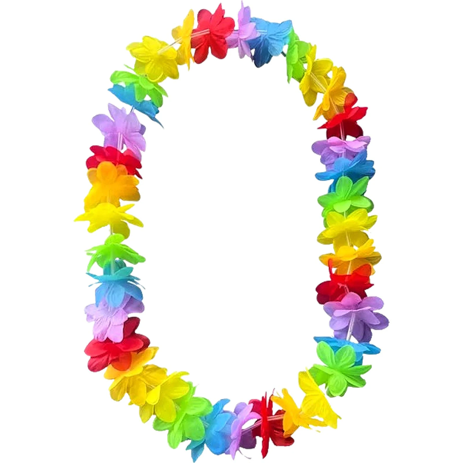 Coloured Hawaiian Rainbow Small Petal Flower Lei