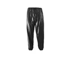 Unisex Sweat Sauna Exercise Gym Fitness Weight Loss Suit Top Pants Clothes Set-Black