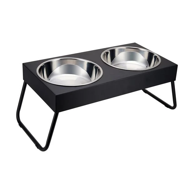 Extra Large Twin Elevated Folding Pet Bowl - Anko