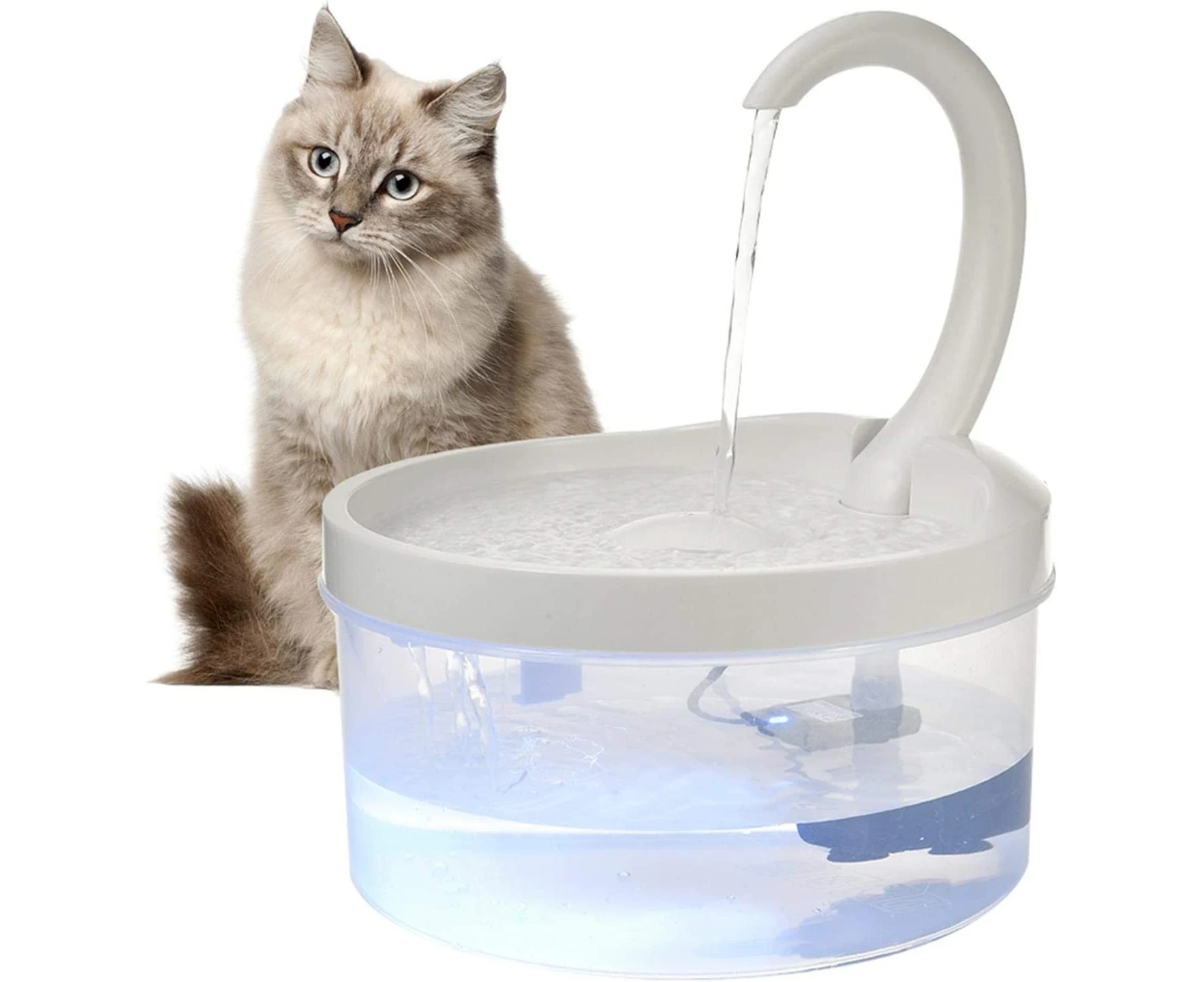 Cat Drinking Fountain With Filter Automatic Water Dispenser Pet With LED Light Elegant Water Bowl Quiet Recyclable Transparent Water Level