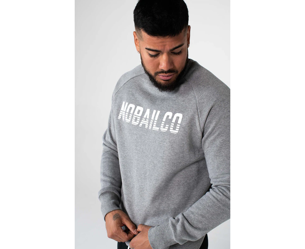 NOBAILCO MEN'S MERSMERISE FLEECE PULLOVER SWEATERS / CREW NECK SWEATSHIRTS PULLOVER JUMPERS QUICK DRY SOFT WASH - Grey Marle