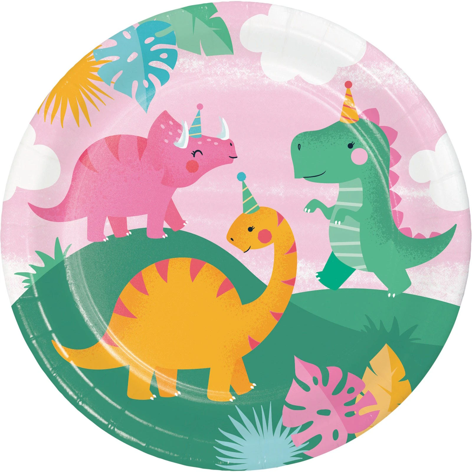 Girl Dino Party Large Paper Plates