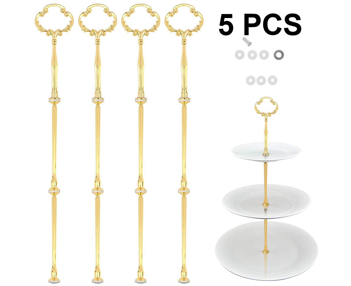 Gold-5 sets of Household Food and Beverage Products Fruit Tray Rack Fruit Tray Hanger, Cake Tray Skewer European Style Skewer Bracket-Silver/Gold