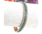 Rhinestone Luxury Women Bracelet Copper Shiny Four Rows Chain Bracelet Jewelry Accessory-Green