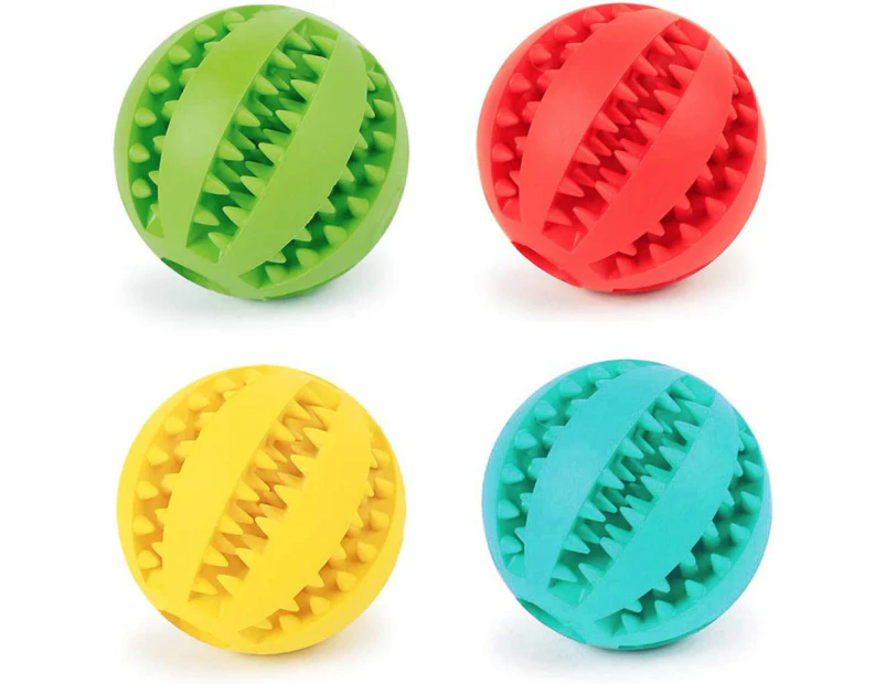 4PCS Dog Toy Ball, Natural Rubber Dog Ball, Dog Chew Ball Toy Teeth Cleaning Ball Resisting Medium Large Dog (7cm)