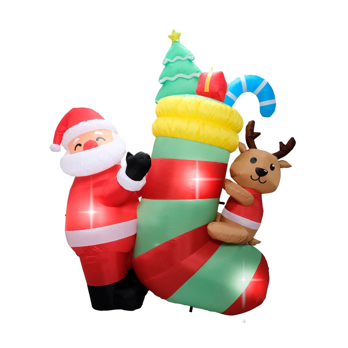 SAS Electrical 2.24m Santa & Stocking Self Inflatable White LED Low Voltage