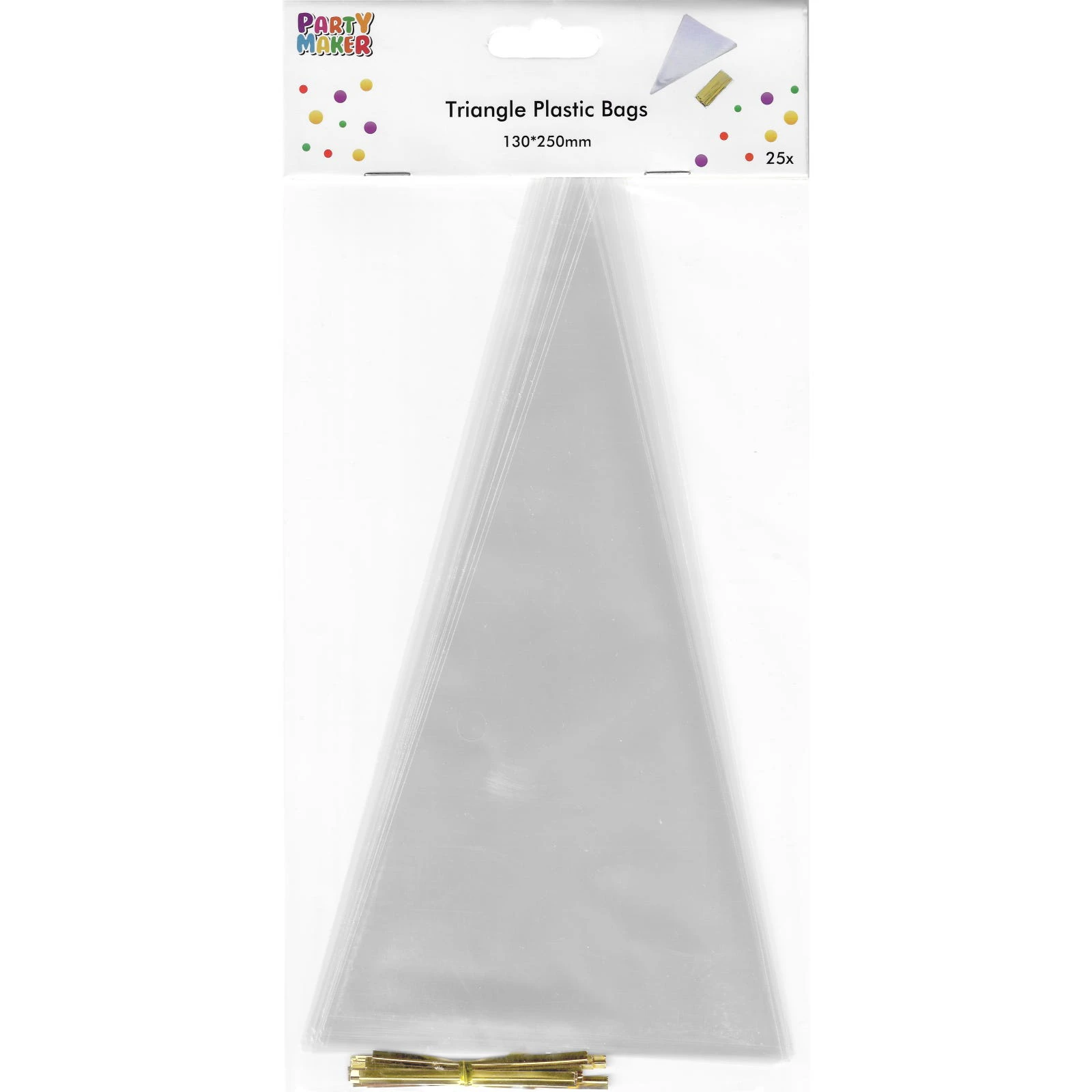 Clear Triangle Cellophane Bags 13cm x 25cm (Pack of 25)