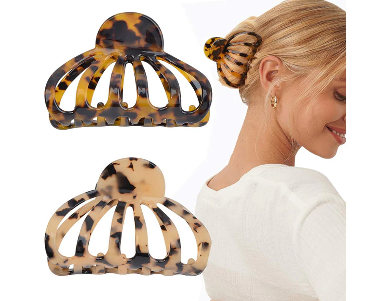 2 Pcs Big Claw Clips Jumbo Hair Clips Tortoise Shell French Design