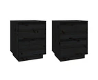 vidaXL Bedside Cabinets 2 pcs Black 40x35x50 cm Solid Wood Pine