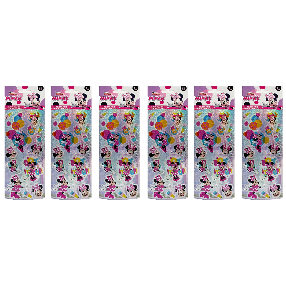 6x 3PK Minnie Mouse Kids/Children Holographic & Fun Sticker Sheets Decals 3y+