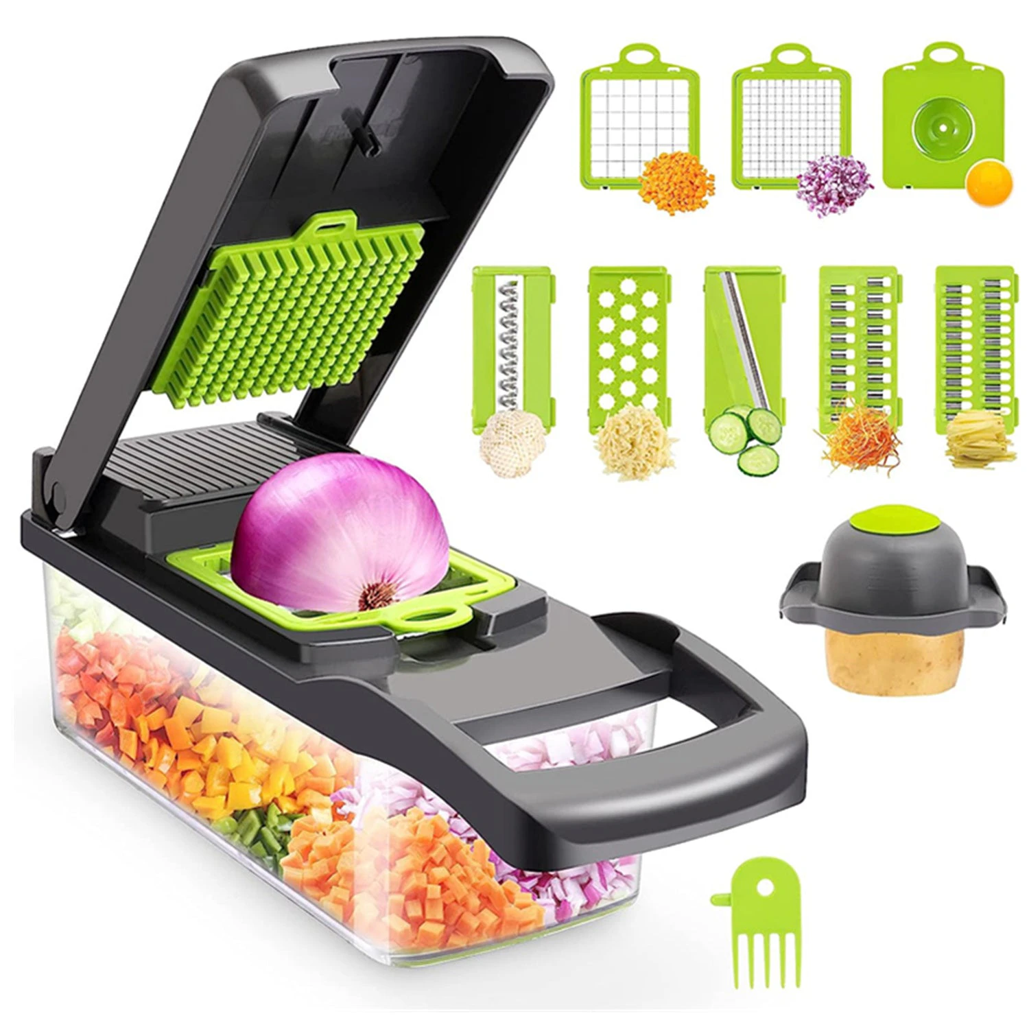 Vegetable Chopper, Kitchen Mandoline Food Slicer for Onion Veg Garlic Potato Salad Mini Dicer Chopper Cutter