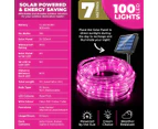 Home Master 7m LED Solar Rope Light Rose Pink 2 Modes 100 Bulbs