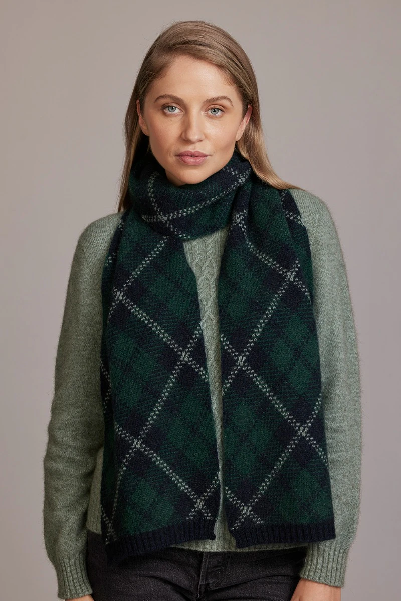 McDonald Possum Merino Tartan Scarf-Jade