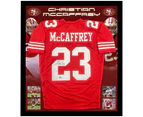 NFL CHRISTIAN MCCAFFREY Signed & Framed 49ers Jersey (Beckett Hologram)