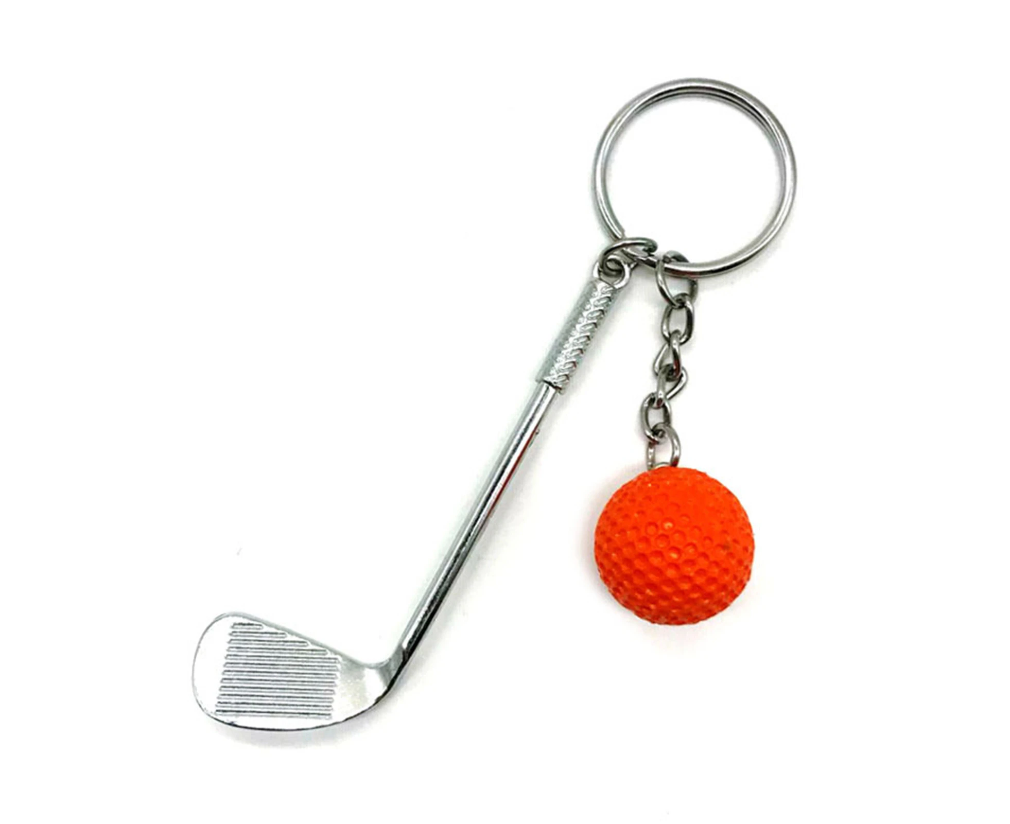 Lightweight Golf Ball Pendant Keychain Fashion Split Keyring for Sport Lovers-Orange