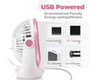 Desk Fan Small Table Fan with Strong Airflow Rechargeable Battery Operated Portable Fan 3 Speeds Adjustable Head 360°Rotatable Mini Personal Fan - Pink