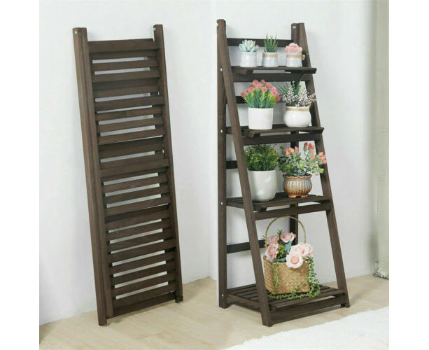 4 Tier wooden ladder bookcase and plant stand