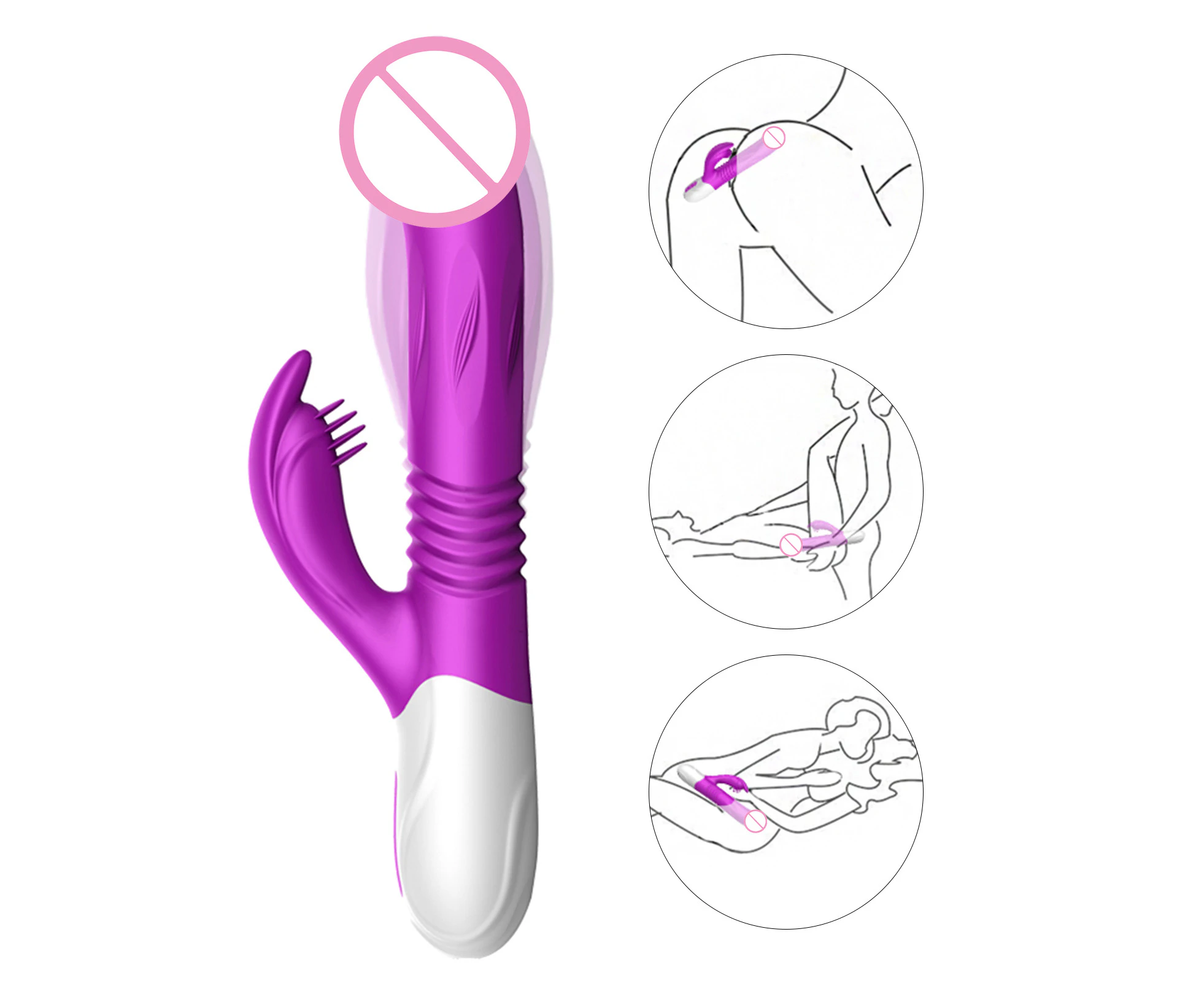 G Spot Masturbator 7-frequency Vibration Telescopic Magnetic Charging Clit Stimulator Masturbator Massage Stick for Fun-Purple