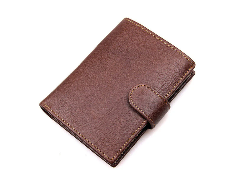 RFID Blocking Leather Wallet Slim Mens Purse Trifold Credit Card Holder - Coffee