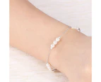 SILVERHOO Women Bracelet Faux Pearl Simple 925 Silver Ladies Delicate Faux Pearl Bracelet for Outdoor-Silver