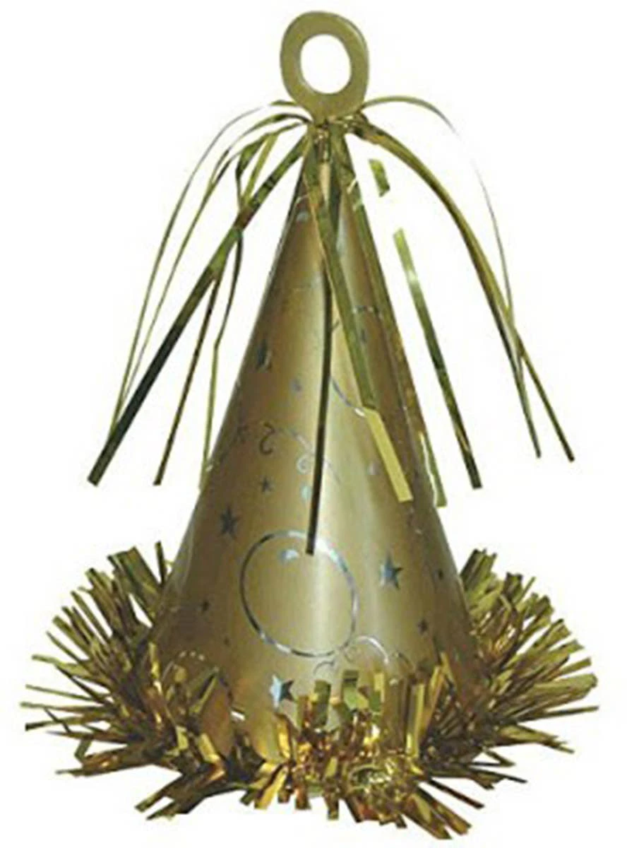 Party Hat Shaped Gold Balloon Weight-Genuine Amscan-New