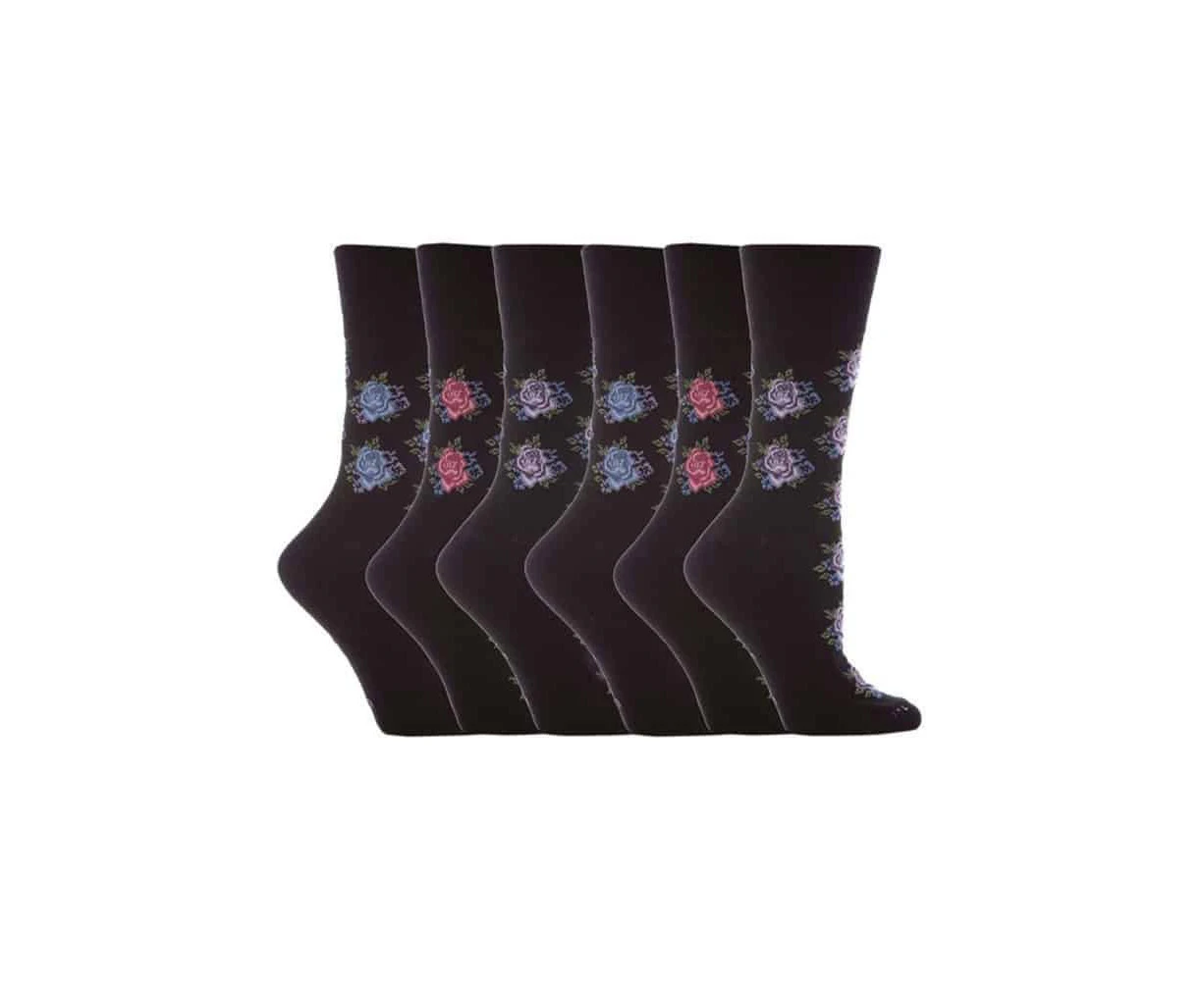 6 Pairs Ladies Gentle Grip Non Elastic Socks 4-8 UK - GG32