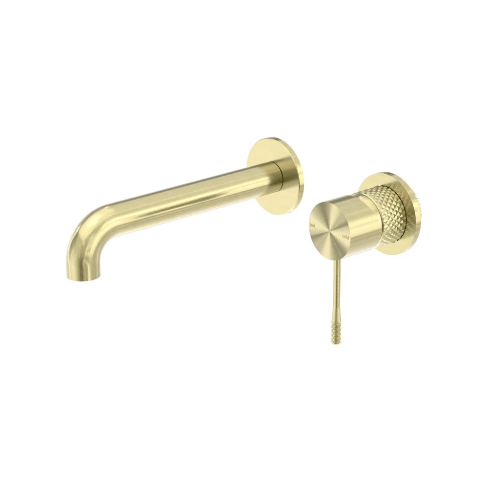 Nero Opal Wall Basin/Bath Mixer 160mm Spout Separate Back Plate Brushed Gold NR251907B160BG