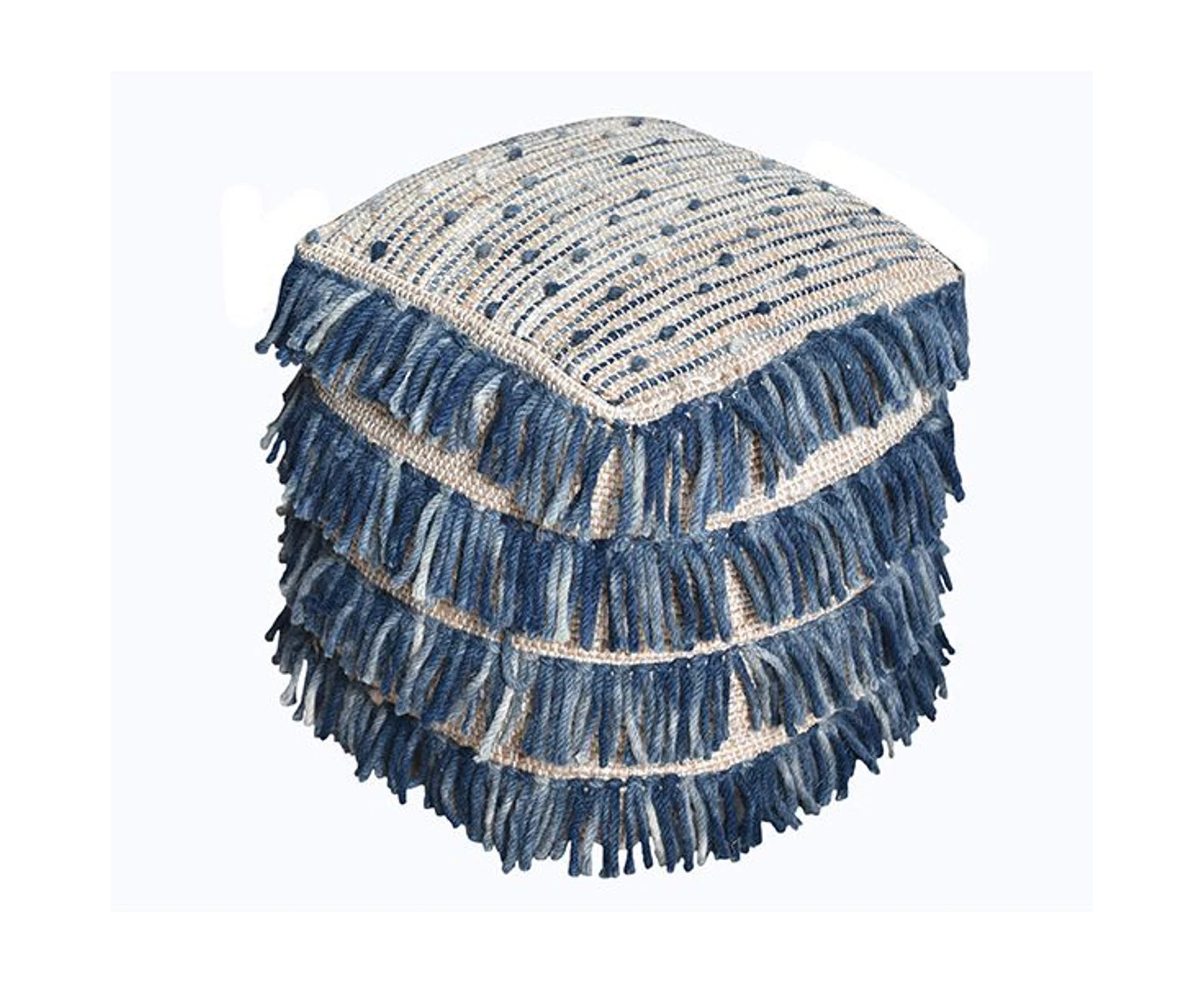 Zilpa Saddle Hemp and Leather Ottoman 40x40x40 cm