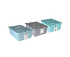 12 x STORAGE BOXES w/ LID 24LT Cupboard Organiser Stackable Box Garage 3 Colours Box Crate