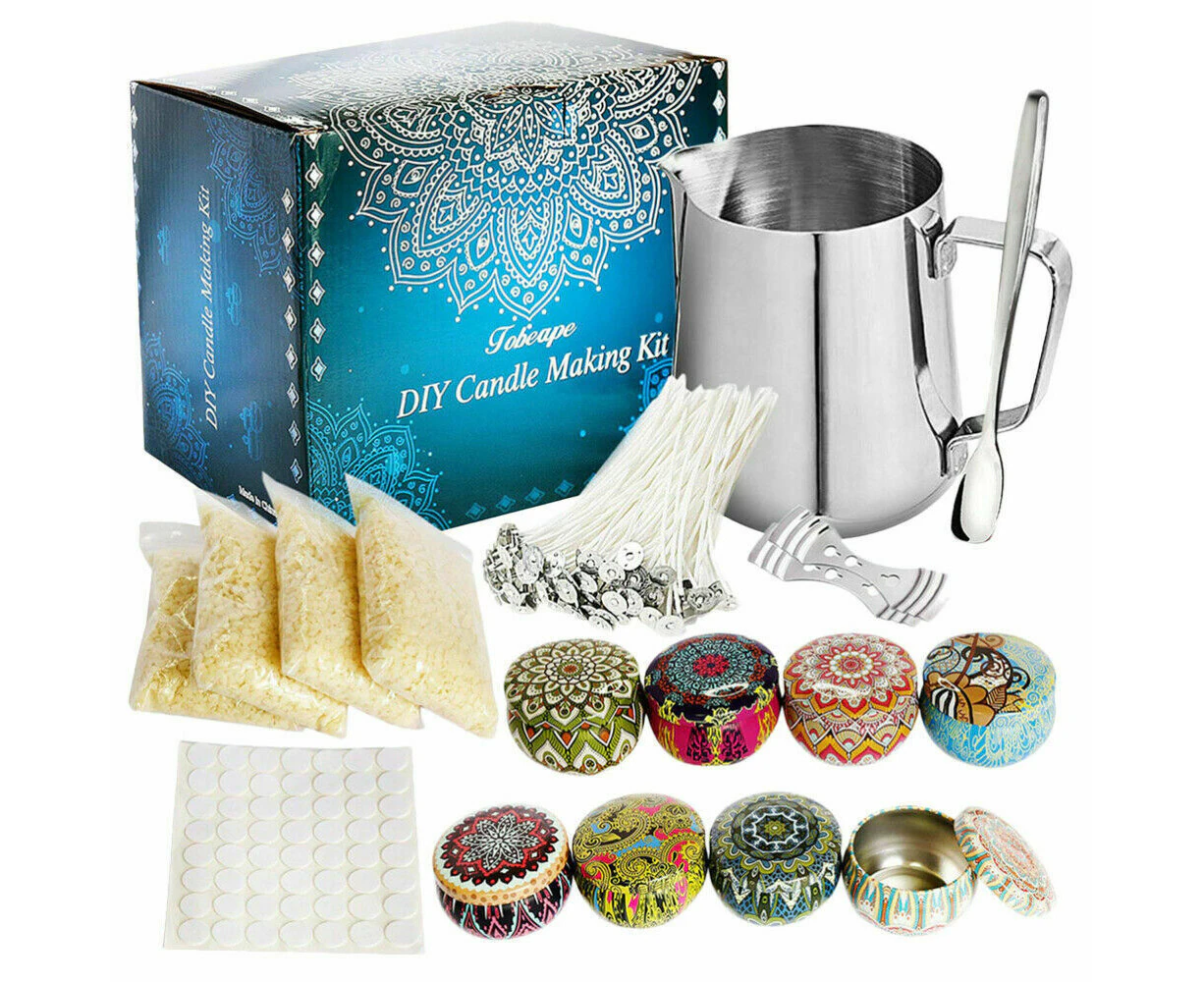 122 Pcs Candle Making Kit Diy Candle Craft Tool Set Pouring Pot Wick Wax Gift