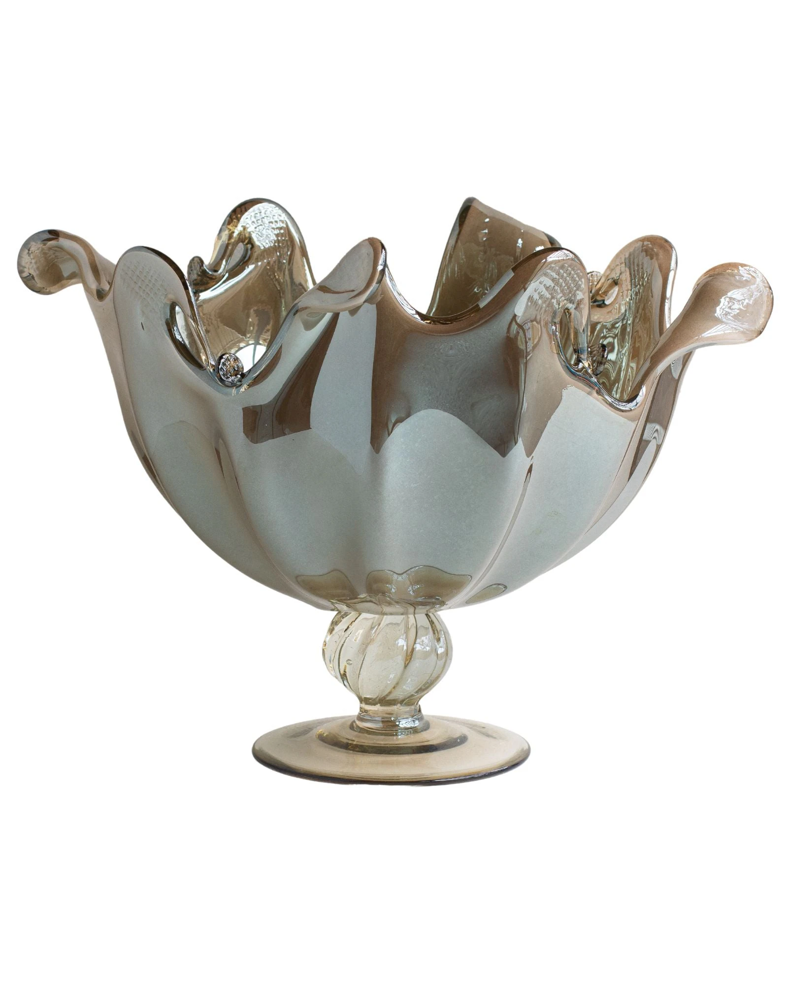 The House of Florence Murano Made in Italy Centrepiece Fruit Bowl 30cm Large in Grey Colour