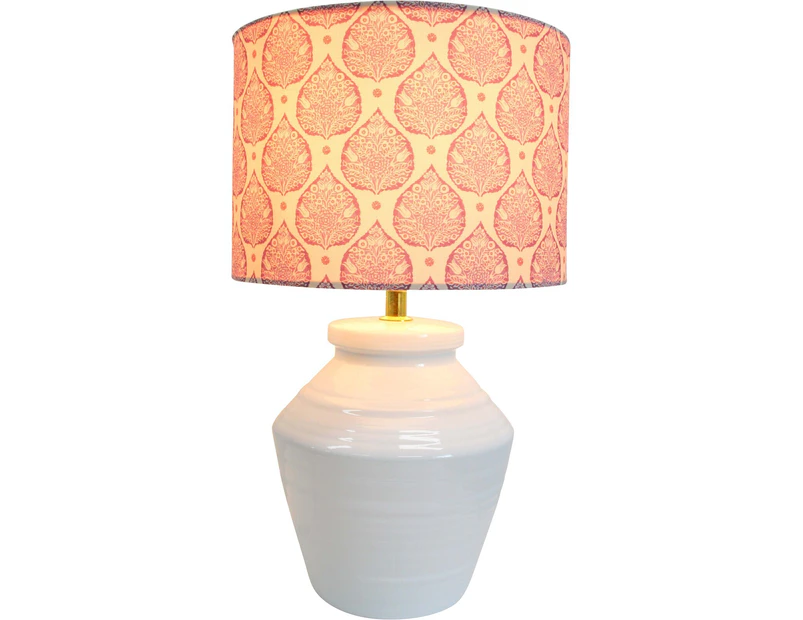 Block Print 36.5cm Ceramic/Linen Lamp Home Tabletop Night Light Fantasy Tree