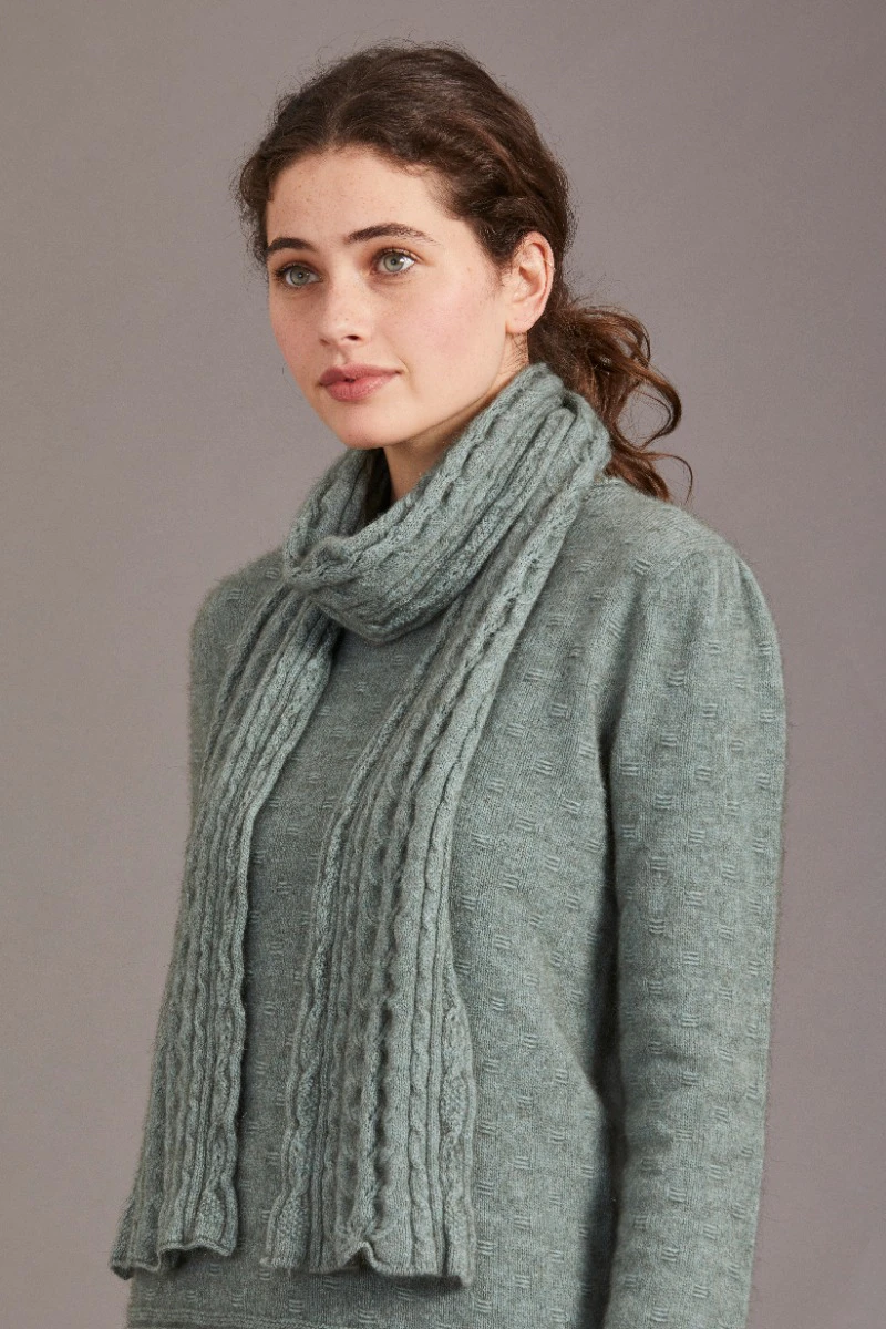 McDonald Possum Merino Cable Scarf - Mint