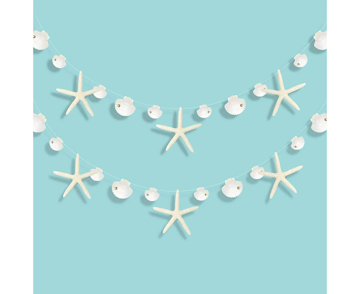 Flat Paper White Finger Starfish Sea Shell Garland Ocean Coastal Nautical Party Decoration Starfish Cutouts Hanging Bunting Banner