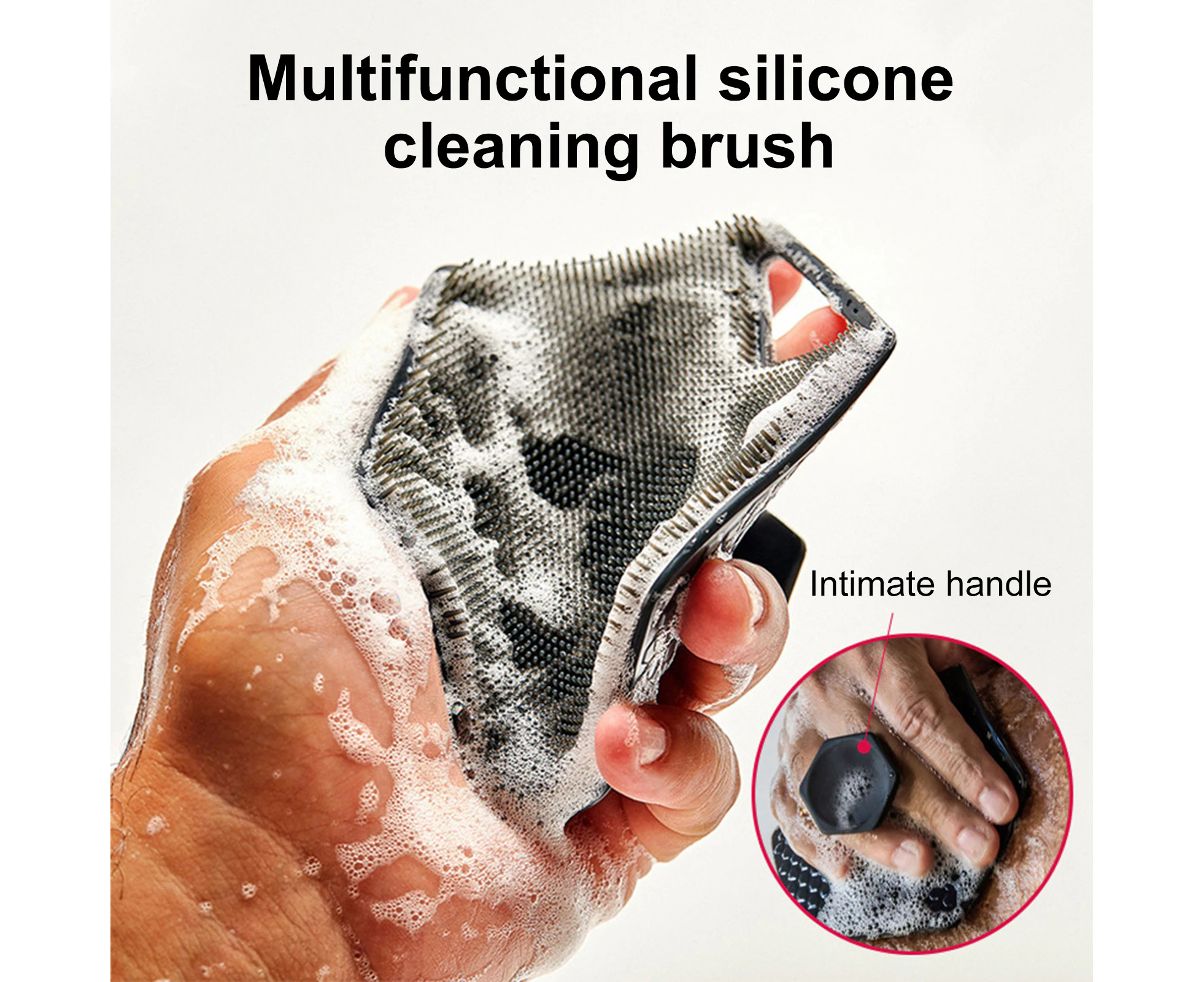 Bath Brush Soft Bristles Remove Dirt Reusable Body Scrubber Silicone Massage Brush Bathroom Accessory-Black