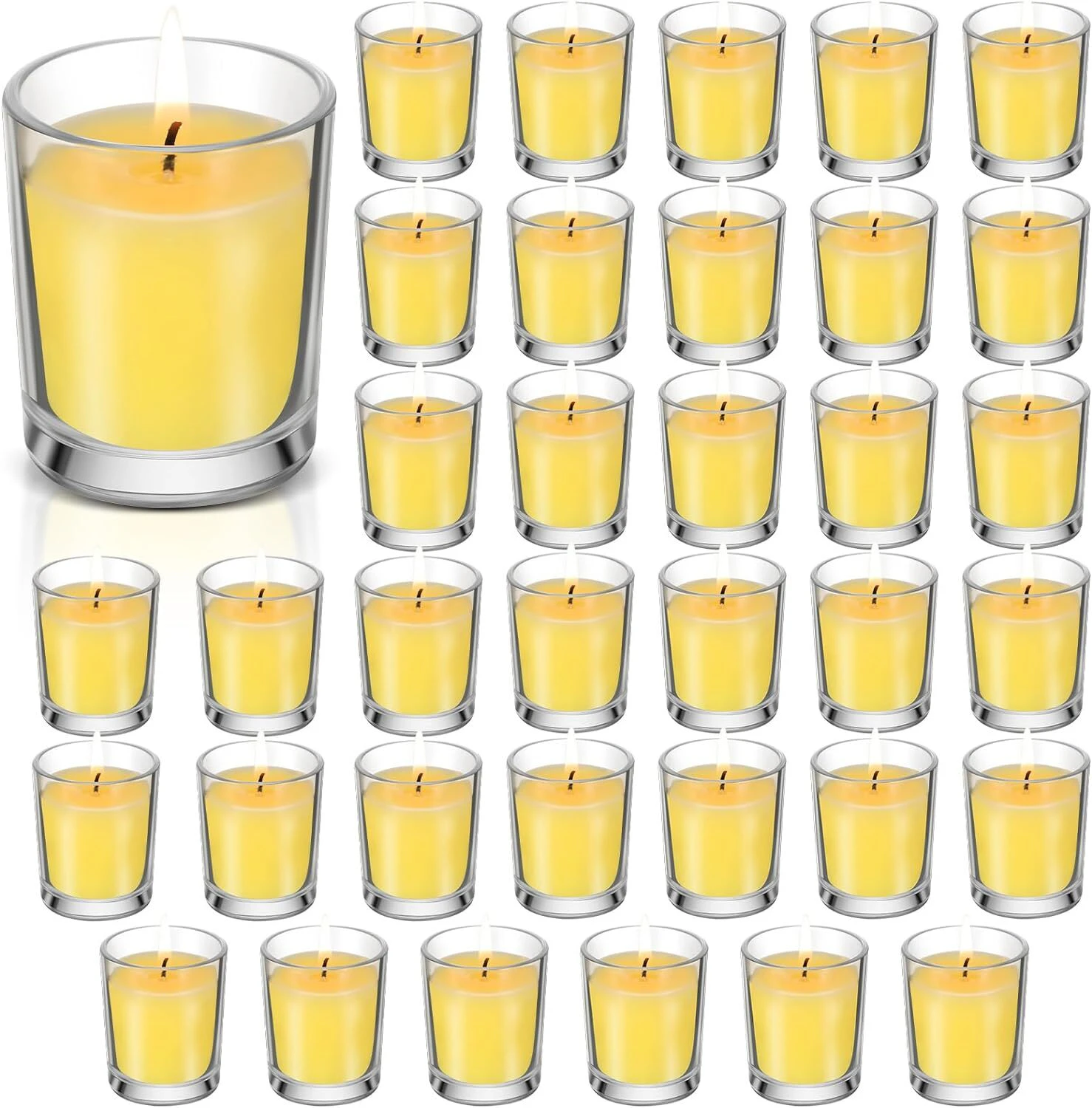 60 x Citronella Candles Shot Glass Decorative Candle Yellow Citronella Tealight