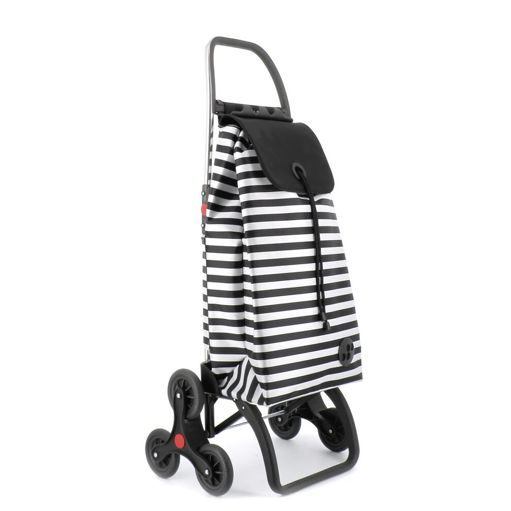 Rolser 43L 6 Wheel Folding Base Shopping Cart Trolley 107x47.5cm Black & White