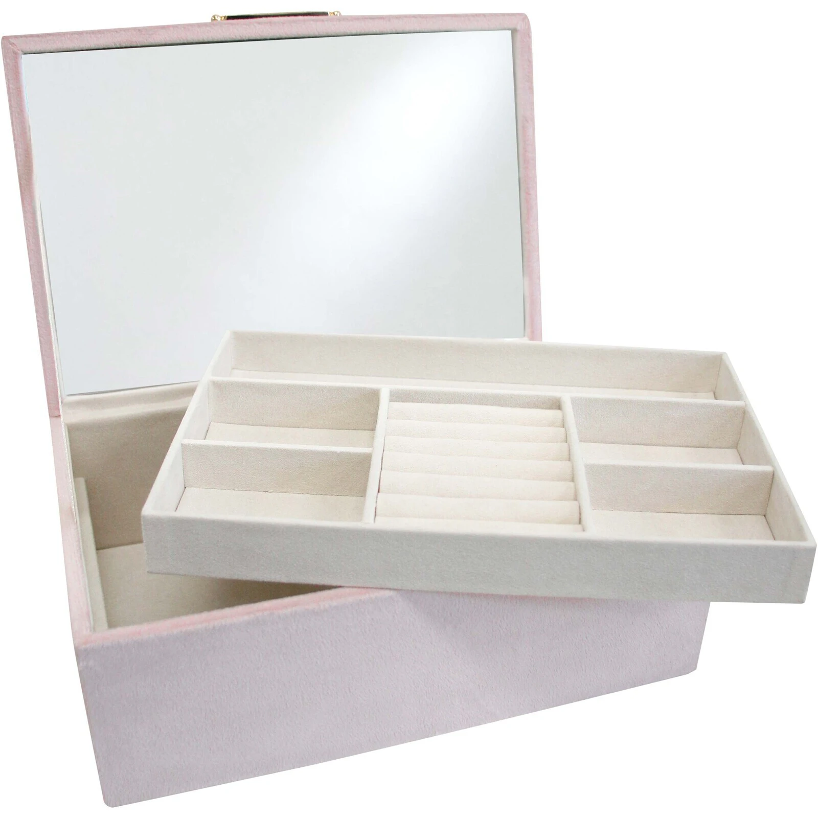 MDF Glass 25x17cm Velvet Jewellery Box Storage Organiser Rectangle Large Musk