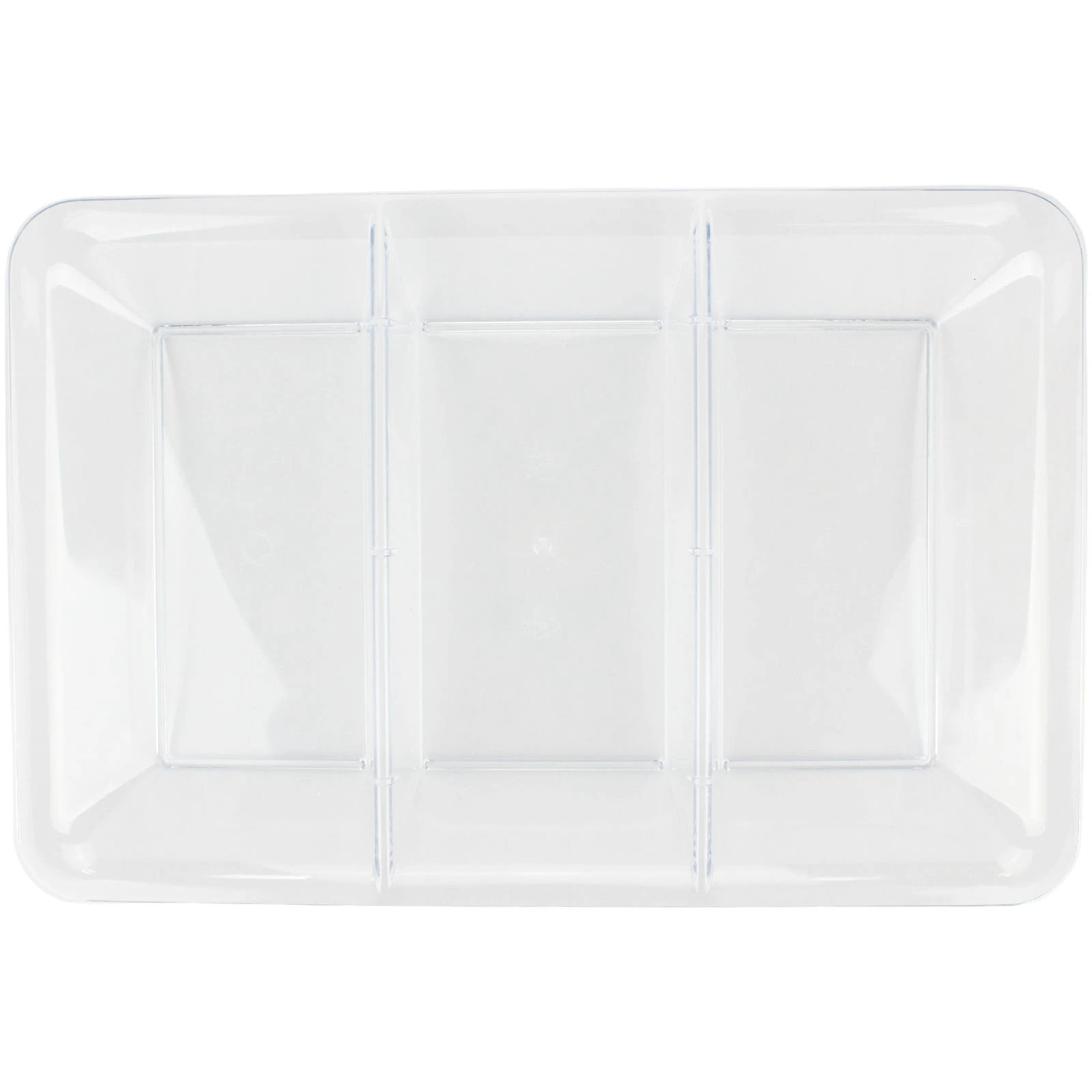 Clear Plastic 3 Section Rectangular Platter 36cm