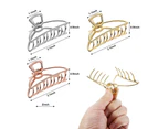 3 Pieces Large Metal Claw Clips Hollow Non-slip Hair Catch Jaw Clamp for Women Girls Hair Barrette for Fixing Hair (3 Pieces, Gold, Silver, Rose Gold)