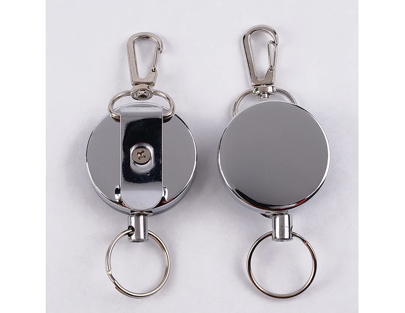 Retractable Steel Wire Keychain Return Clip Key Ring Holder Camping Travel Tool