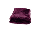 Faux Mink Fleece Throw Rug Blanket 675gsm Queen Plum Purple