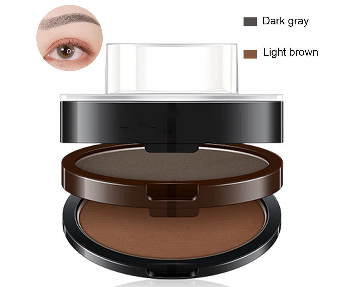 Seals Eyebrow Stamp with Brow Brush Perfect Eye Brow Power One Second Make Up Nature Brow Makeup Tool - Dark gray + light brown