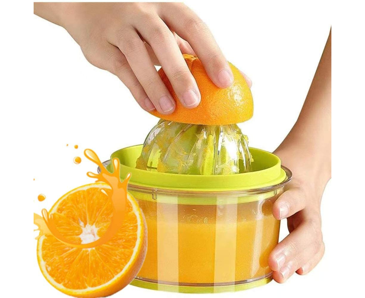 Citrus Lemon Orange Juicer Manual Hand Squeezer with Built in Measuring Cup and Grater Multi function Manual Juicer with Multi size Reamers Catch