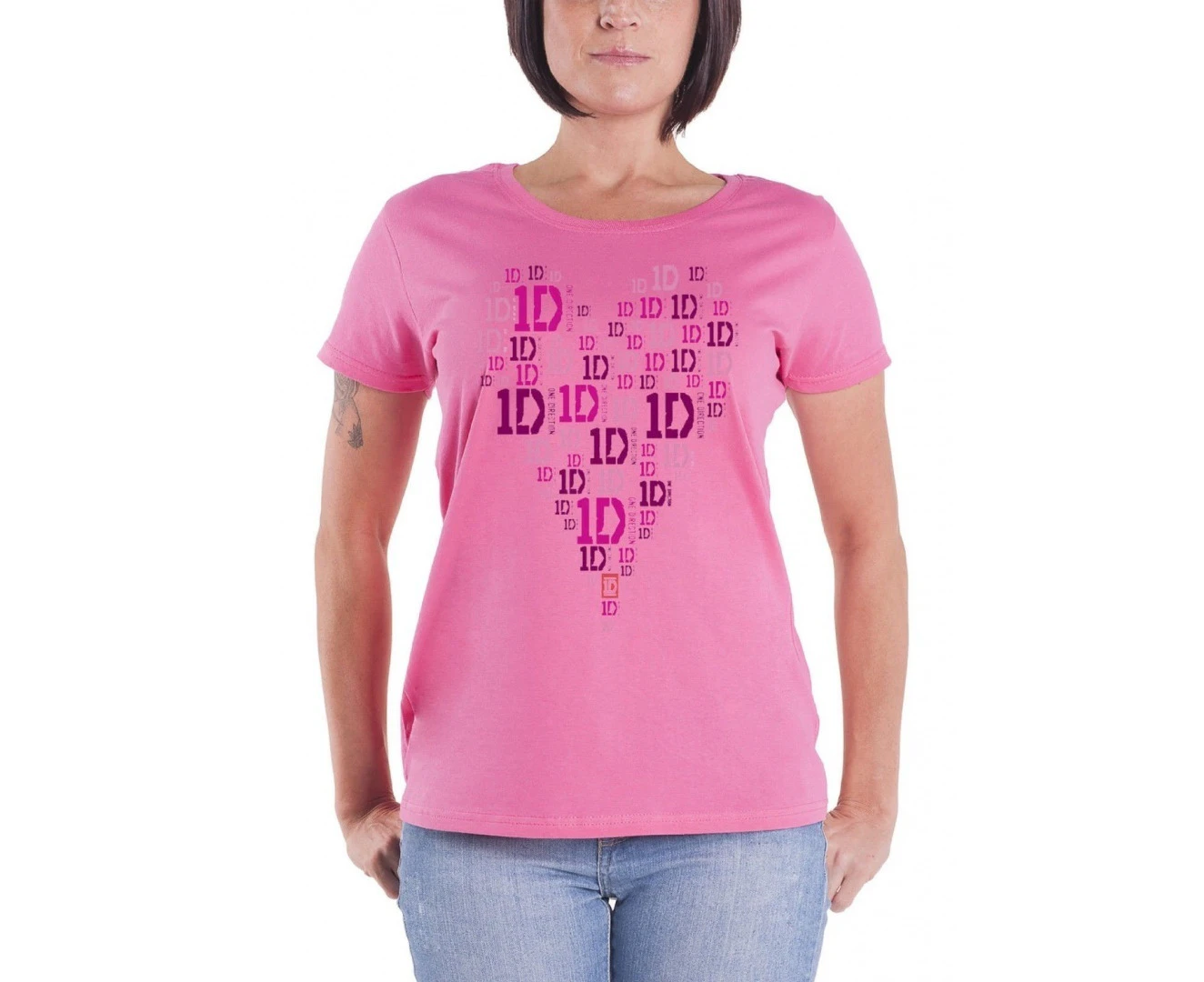 (X Large) - One Direction 'Heart Logo' Slim Ladies T Shirt