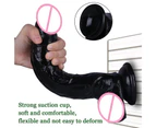 Extra Strong Suction Female Masturbation Deluxe Silicone Real Dong Dildo Sex Toy-Black