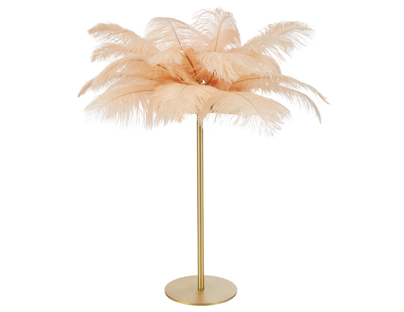 Society Home Feathered Brass Table Lamp Peach & Brass 65x65x68cm