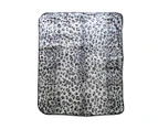 Animal Print Faux Mink Fleece Throw Rug Blanket 375gsm Queen Snow Leopard