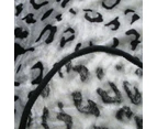 Animal Print Faux Mink Fleece Throw Rug Blanket 375gsm Queen Snow Leopard