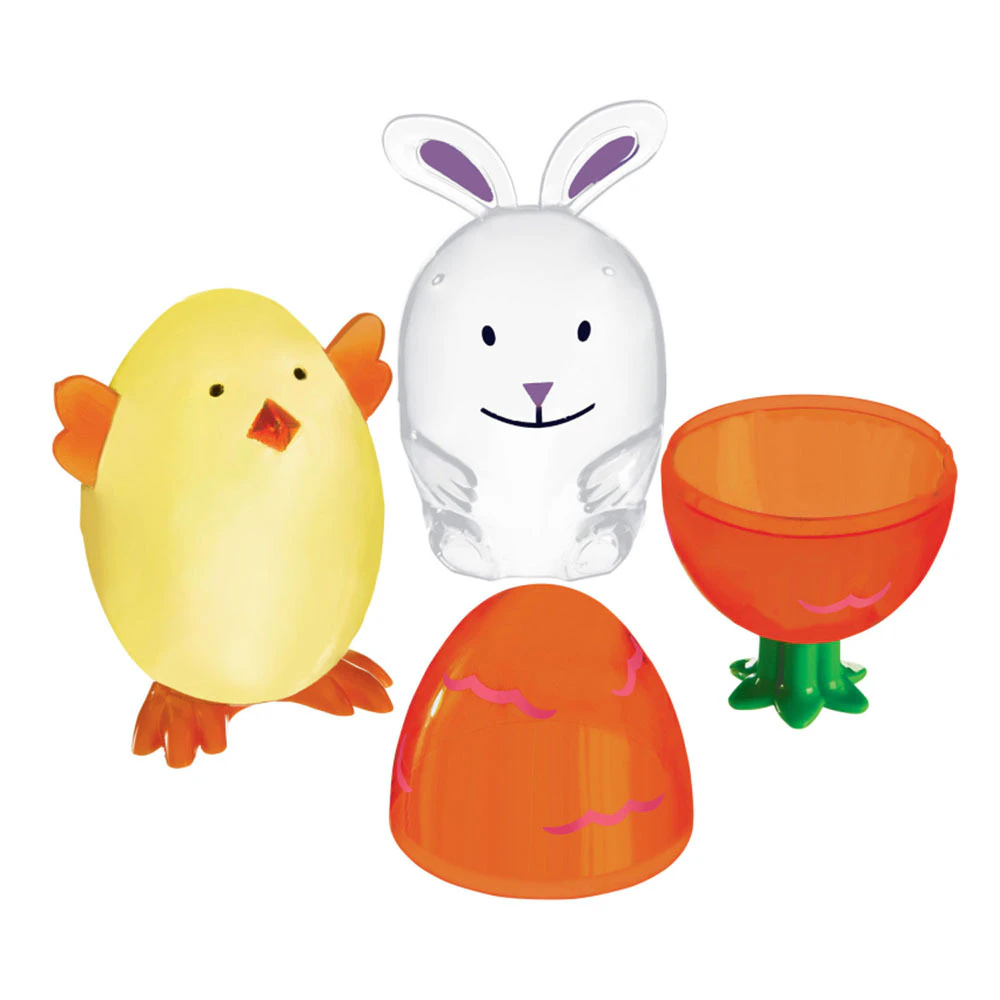 Easter Shaped Eggs Assorted Plastic Fillable Favours 6 Pack